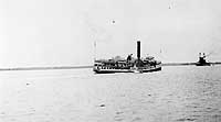 Photo # NH 101351: USS St. Johns serving as a liberty party boat, possibly in the vicinity of Hampton Roads, Virginia