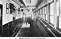 Photo # NH 103666:  The interior of the wheel house of USS South Bend, 1919