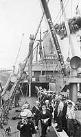 Photo # NH i04655:  Dishonorably discharged crew member is 'drummed out' on board USS Santa Olivia, May 1919